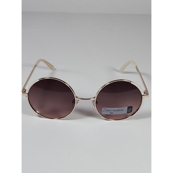 FGX by Foster Grant Gold & White Full Round Metal Frame Sunglasses 52077FGX020 - Picture 3 of 11